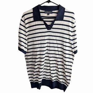 Brooks Brothers Pima Cotton Johnny Collar Mariner Stripe Sweater XL Preppy Prep